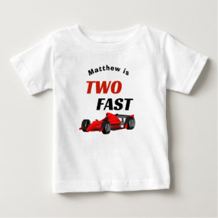 Two Fast Boy 2nd Birthday Red Racing Car Baby T-Shirt