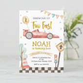 Two Fast Boy Second Birthday Racing Invitation (Standing Front)