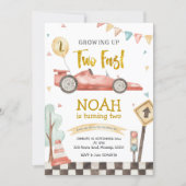 Two Fast Boy Second Birthday Racing Invitation (Front)