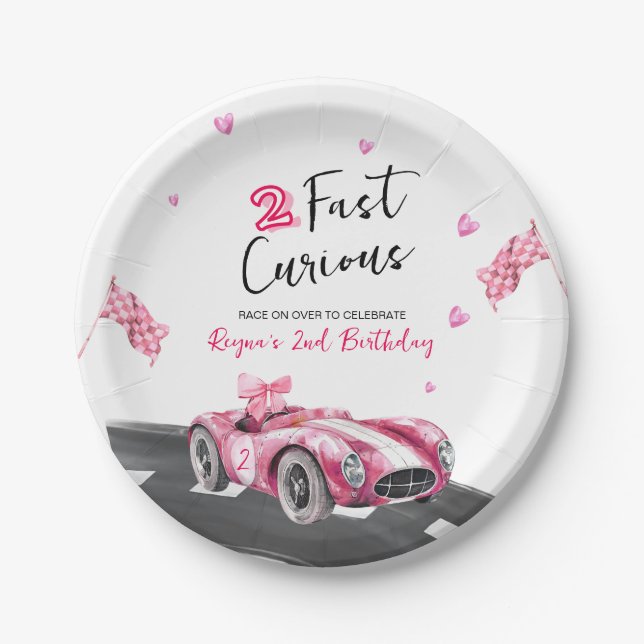 Two Fast Curious Birthday  Paper Plates (Front)