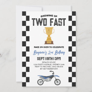Two Fast Dirt Bike 2nd Birthday Party Invitation