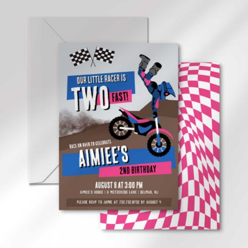 Two Fast Dirt Bike Birthday Invitation