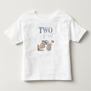 TWO Fast Dusty Blue Monster Truck Birthday T-shirt