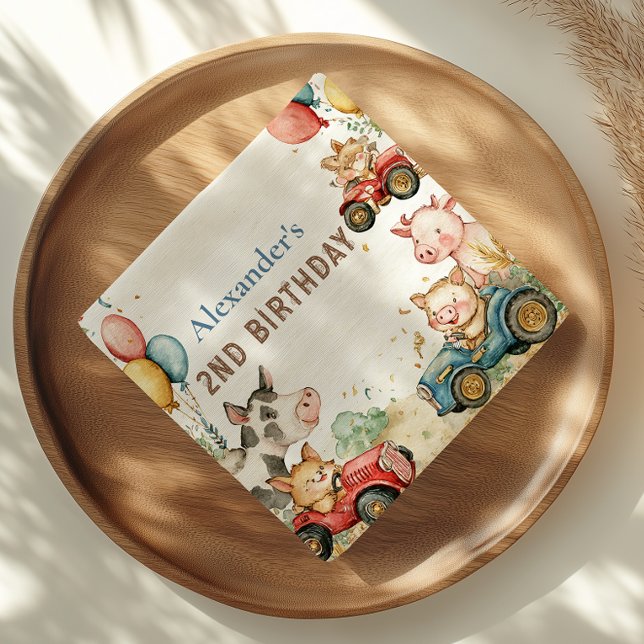 Two Fast Farm Animals 2nd Birthday Napkins (Creator Uploaded)