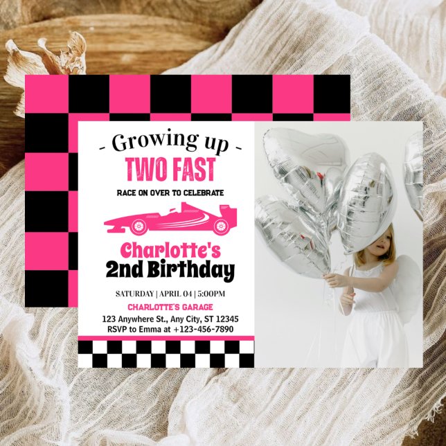 Two Fast Girl 2nd Birthday Party Invitation (Creator Uploaded)