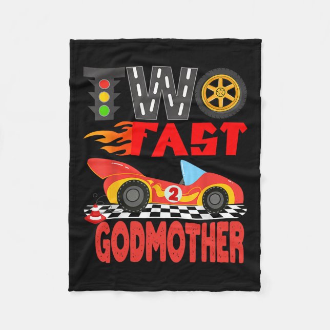 Two Fast Godmother Pit Crew Racing Car Family Birt Fleece Blanket (Front)