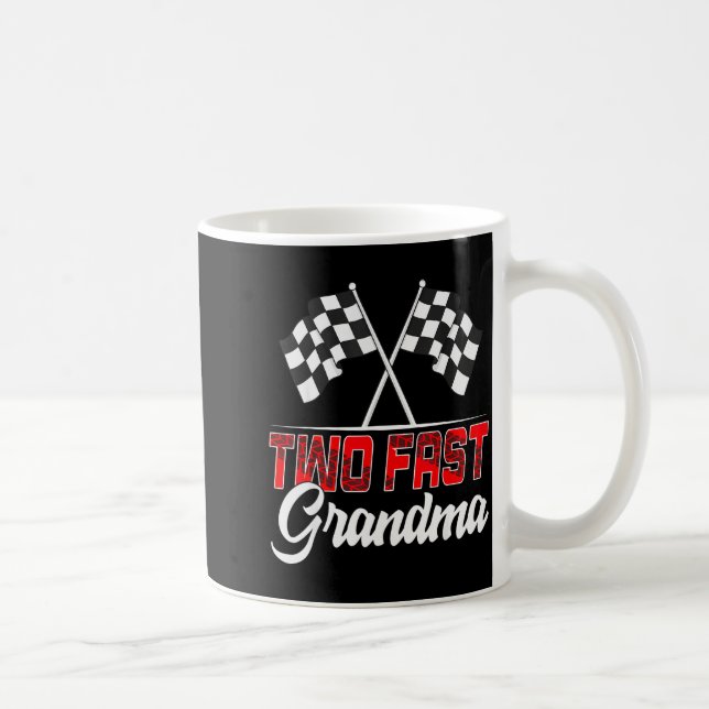 Two Fast Grandma Second Birthday Racing Car Family Coffee Mug (Right)