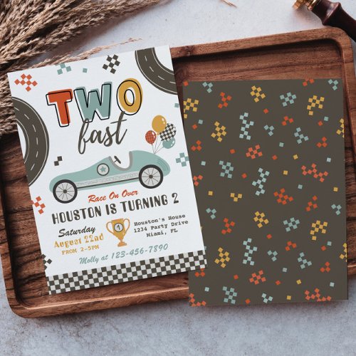 TWO Fast Invitation  Racing Birthday Invitation