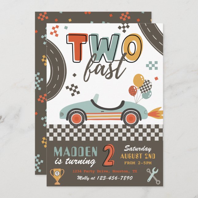 TWO Fast Invitation | Racing Invitation (Front/Back)