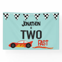 TWO fast kids racecar second birthday party Banner