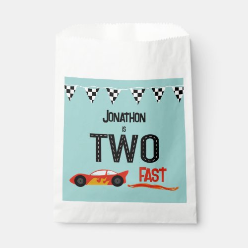 TWO fast kids racecar second birthday party Favor Bag