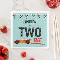 TWO fast kids racecar second birthday party Paper Dinner Napkins
