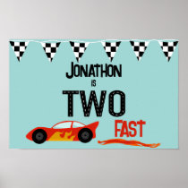 TWO fast kids racecar second birthday party Poster