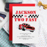 Two Fast Modern Red Race Car Boy 2nd Birthday Invitation