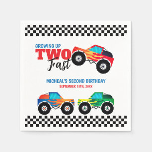 Two Fast Monster Truck 2nd Birthday Napkins