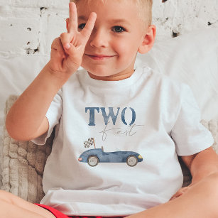 TWO Fast Navy Blue Race Car Birthday T-shirt