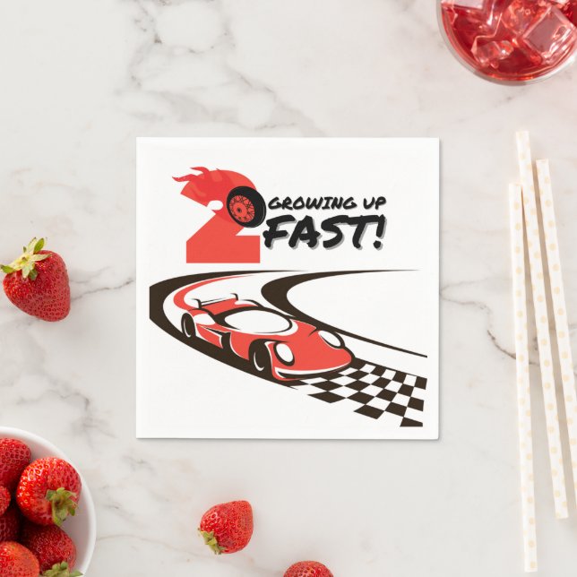 Two Fast Party Race Car 2nd Birthday Party Napkins (Insitu)
