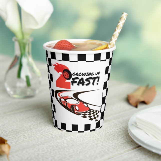 Two Fast Party Race Car 2nd Birthday Party Paper Cups (Insitu)