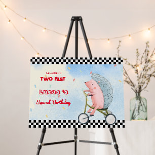 Two Fast pink porcupine Race bike 2nd HBD Party Foam Board