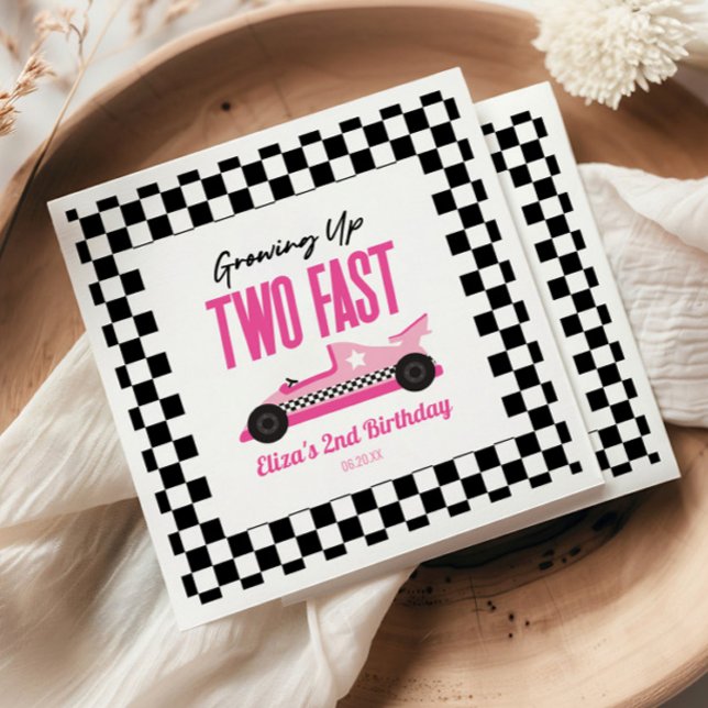 Two Fast Pink Race Car 2nd Birthday Party Napkins (Creator Uploaded)