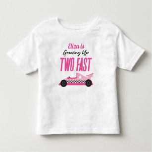 Two Fast Pink Race Car 2nd Birthday Party Toddler T-shirt