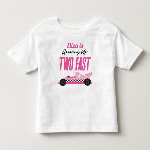 Two Fast Pink Race Car 2nd Birthday Party Toddler T_shirt