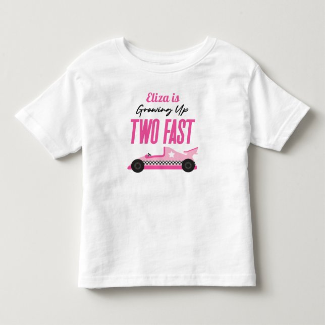 Two Fast Pink Race Car 2nd Birthday Party Toddler T-shirt (Front)