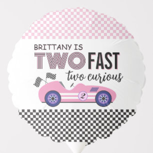 Two Fast Pink Race Car Girl Second Birthday  Balloon