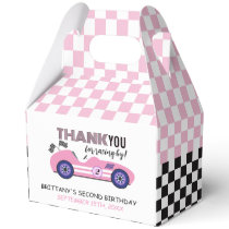 Two Fast Pink Race Car Second Birthday  Favor Boxes