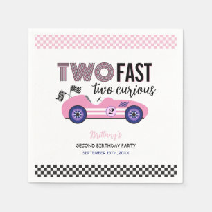 Two Fast Pink Race Car Second Birthday  Napkins