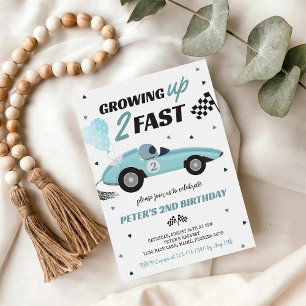 Two Fast Race Car 2nd Birthday Invitation