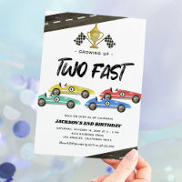 Two Fast Race Car 2nd Birthday  Invitation