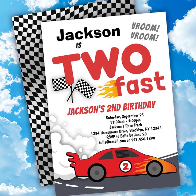TWO Fast Race Car 2nd Birthday Invitation (Creator Uploaded)