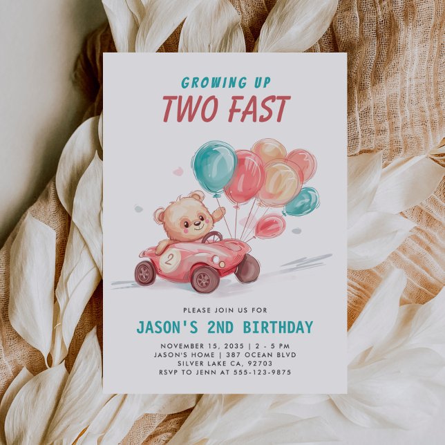 Two Fast Race Car 2nd Birthday Invitation (Creator Uploaded)