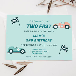 Two Fast Race Car 2nd Birthday Invitation