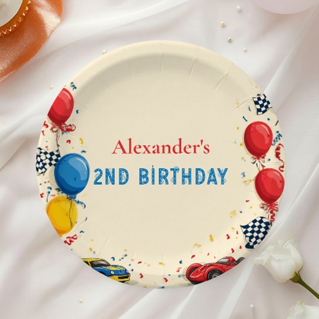 Two Fast Race Car 2nd Birthday Paper Plates (Creator Uploaded)