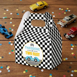 Two Fast Race Car 2nd Birthday Party Favor Boxes