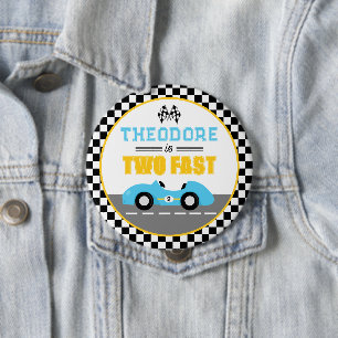 Two Fast Race Car 2nd Birthday Party Favor Button