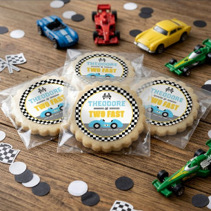 Two Fast Race Car 2nd Birthday Party Favor Classic Round Sticker