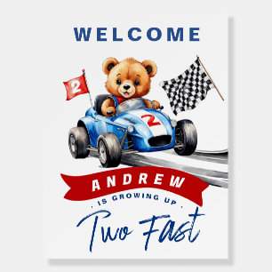 Two Fast Race Car 2nd Birthday Welcome Foam Board