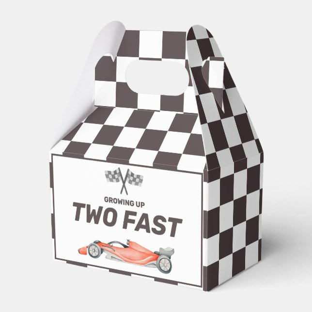 Two Fast Race Car 2nd Boy's Birthday Party Favor Boxes (Front Side)