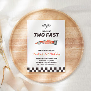 Two Fast Race Car 2nd Boy's Birthday Party Invitation