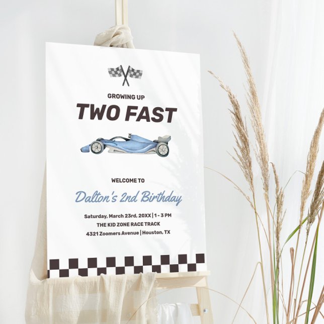 Two Fast Race Car 2nd Boy's Birthday Party Welcome Foam Board (Creator Uploaded)