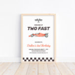 Two Fast Race Car 2nd Boy&#39;s Birthday Party Welcome Poster at Zazzle