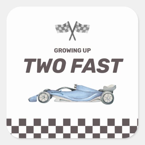 Two Fast Race Car 2nd Boys Birthday Square Sticke Square Sticker