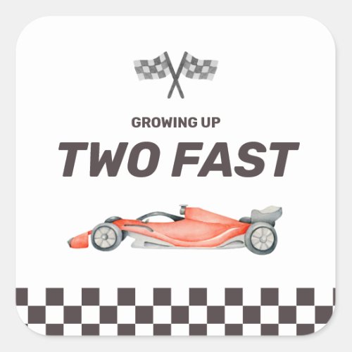 Two Fast Race Car 2nd Boys Birthday Square Sticker