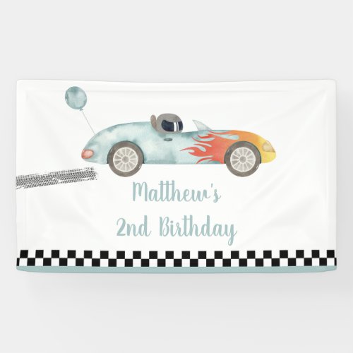 Two Fast Race Car Birthday Banner