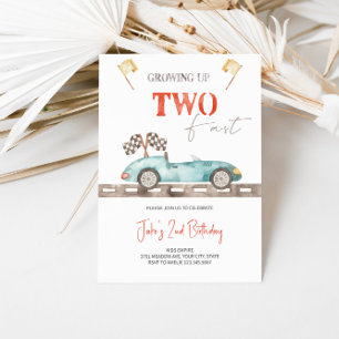 Two Fast Race Car Birthday Invitation