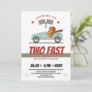 Two Fast Race Car Birthday Invitation