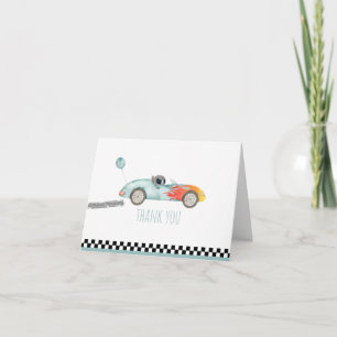 Two Fast Race Car Birthday Letterpress Thank You Card